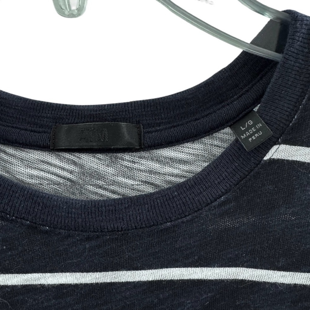 🆕💕ATM Striped School Boy T-Shirt Horizontal Stripes • NAVY & WHITE • L/G • NWOT - Picture 3 of 6